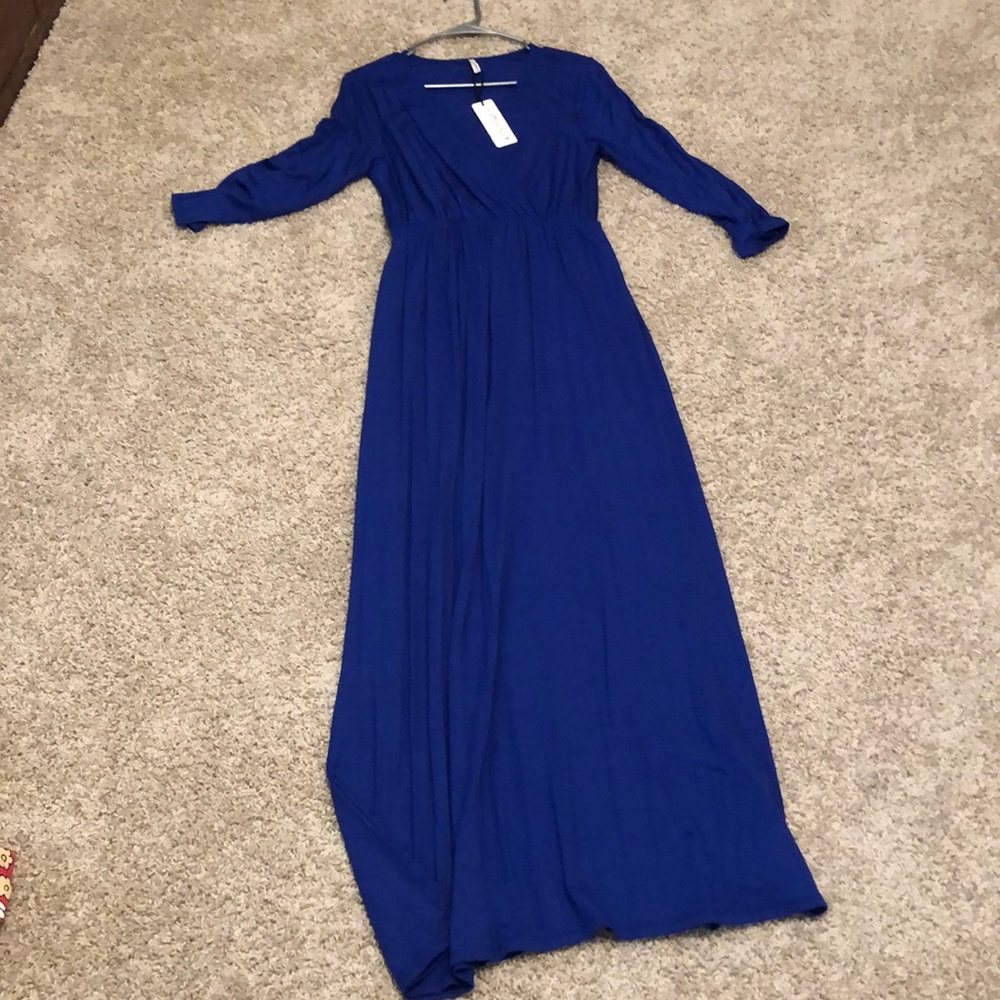 Maternity Dress - Royal Blue Cotton Maxi